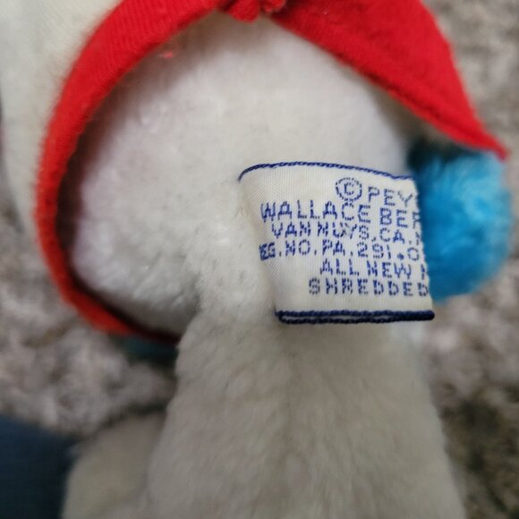 Vintage 80s Smurf 12 in Plush Smurfs Baseball Shirt Peyo Wallace Berrie Schleich - Picture 4 of 6